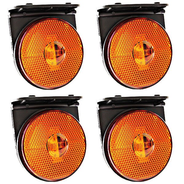 4 Lanterna Lateral Caminhão Carreta 88mm LED BIVOLT AM +Suporte