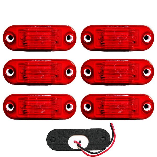 6 Lanterna Vigia Ônibus Caminhão 2 LED Vermelha BIVOLT +Chicote