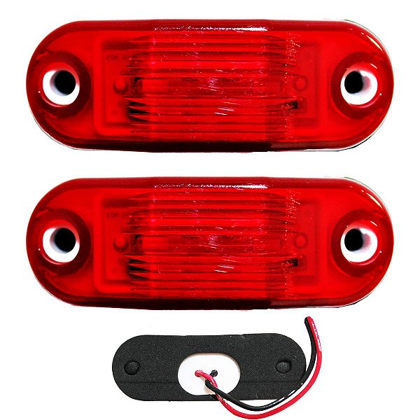 2 Lanterna Vigia Ônibus Caminhão 2 LED Vermelha BIVOLT +Chicote