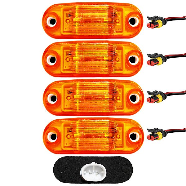 4 Lanterna Vigia Teto Ônibus Caminhão 2 LED BIVOLT AM +Conector