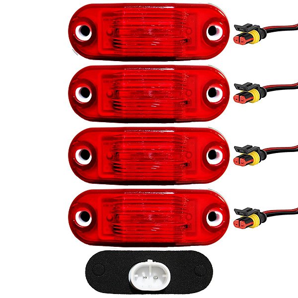4 Lanterna Vigia Teto Ônibus Caminhão 2 LED BIVOLT VM +Conector