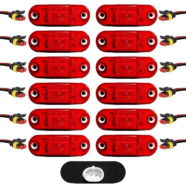 12 Lanterna Vigia Teto Ônibus Caminhão 2 LED BIVOLT VM +Conector