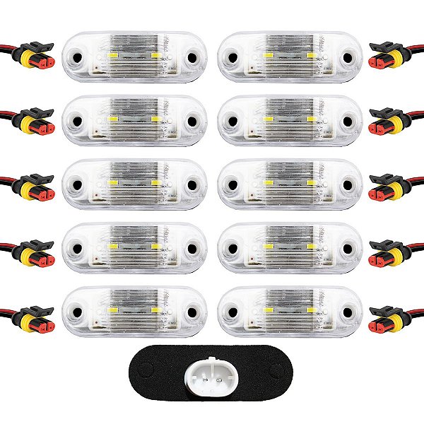 10 Lanterna Vigia Placa Ônibus Caminhão 2 LED BIVOLT CR +Conector