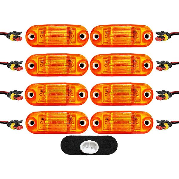 8 Lanterna Vigia Teto Ônibus Caminhão 2 LED BIVOLT AM +Conector