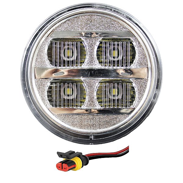 Lanterna Seta Ônibus Caminhão 70mm 4 Led AM/CR BIVOLT + Conector