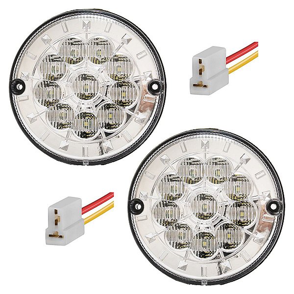2 Lanterna Traseira Ônibus Caminhão 125mm 10 LED 12V CR + Conector