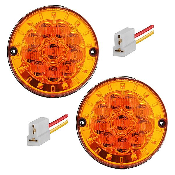 2 Lanterna Traseira Ônibus Caminhão 125mm 10 LED 12V AM + Conector