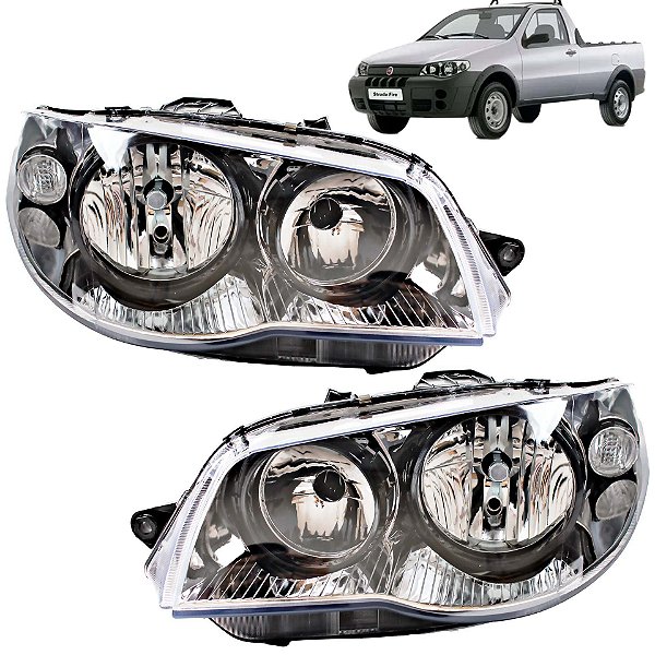 PAR Farol Strada 2005 2006 a 2012 Máscara Cromada Aro Preto