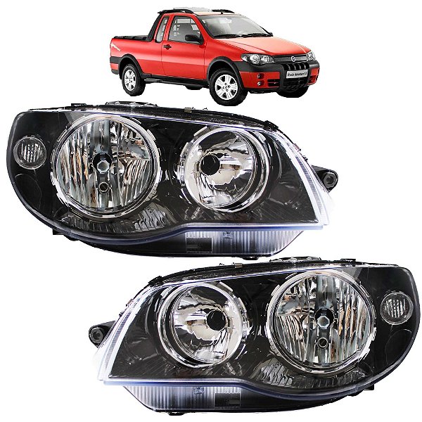 PAR Farol Strada 2005 2006 2007 2008 a 2012 Máscara Negra Aro Cromado