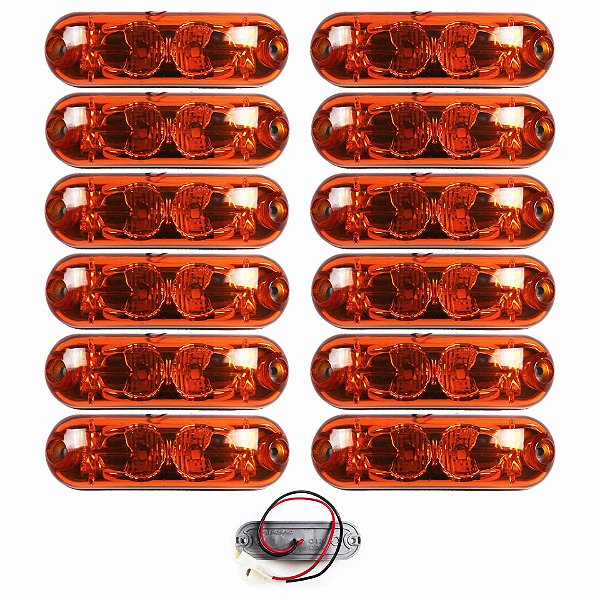 12 Lanterna Ônibus Caminhão Vigia Teto Cromada 2 LED 24 Volts AM