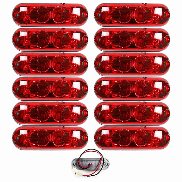 12 Lanterna Ônibus Caminhão Vigia Teto Cromada 2 LED 24 Volts VM