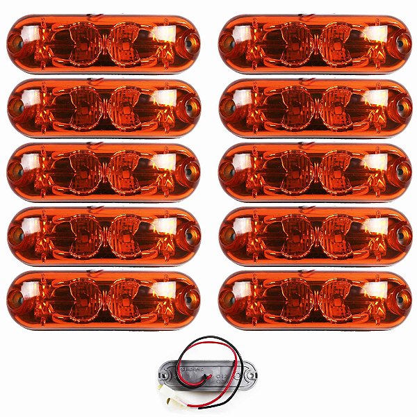 10 Lanterna Ônibus Caminhão Vigia Teto Cromada 2 LED 24 Volts AM