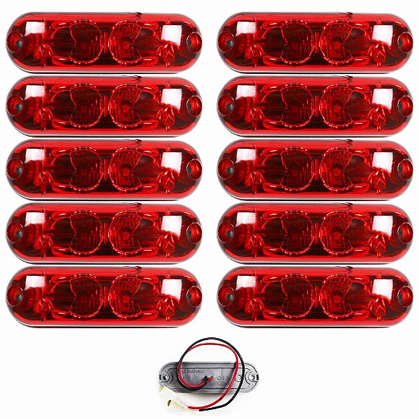 10 Lanterna Ônibus Caminhão Vigia Teto Cromada 2 LED 24 Volts VM