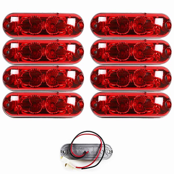 8 Lanterna Ônibus Caminhão Vigia Teto Cromada 2 LED 24 Volts VM