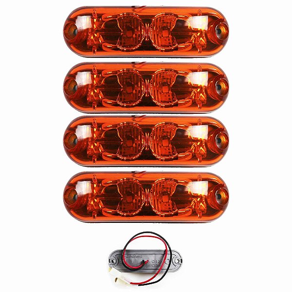 4 Lanterna Ônibus Caminhão Vigia Teto Cromada 2 LED 24 Volts AM