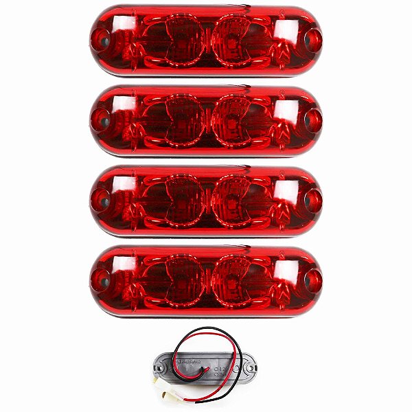 4 Lanterna Ônibus Caminhão Vigia Teto Cromada 2 LED 24 Volts VM