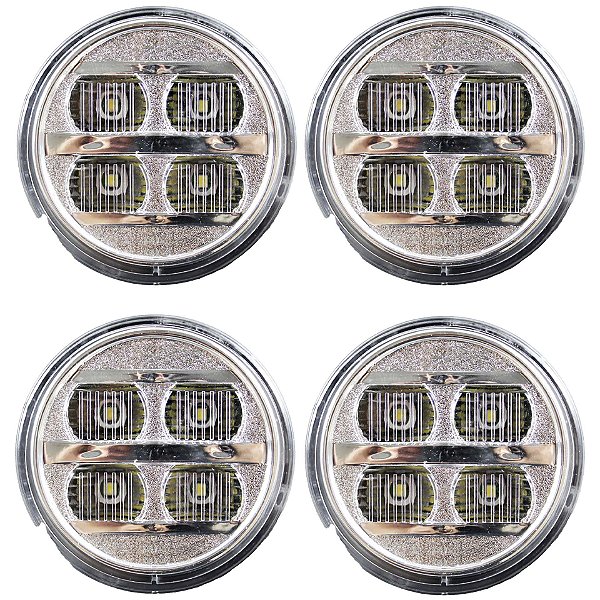 4 Lanterna Ré Ônibus Caminhão 70mm 4 Led CRISTAL BIVOLT