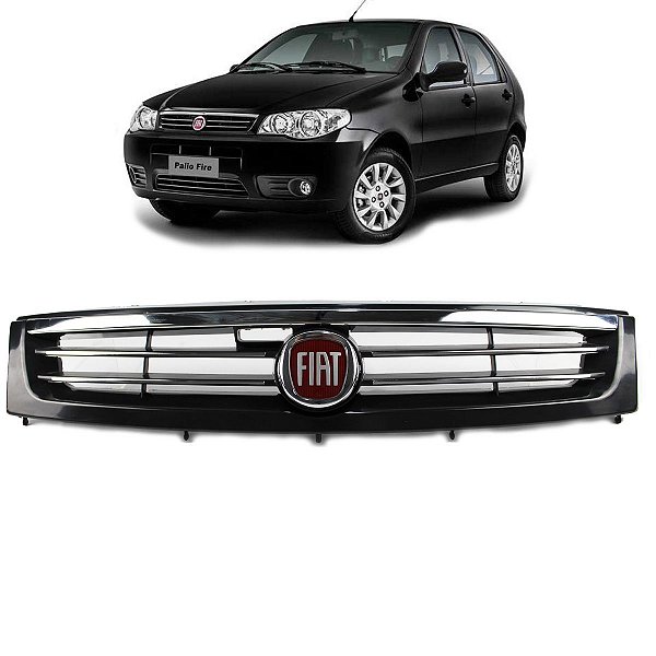 Grade Palio Fire Economy 2014 15 16 17 Preta Frisos Cromada +Emblema
