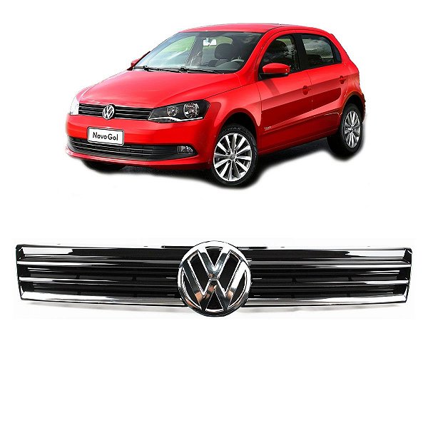 Grade Parachoque Gol G6 2012 13 14 15 Black Piano Friso Cromado + Emblema