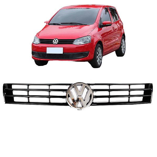 Grade Dianteira Fox 2010 11 12 13 14 Alto Brilho Black Piano + Emblema