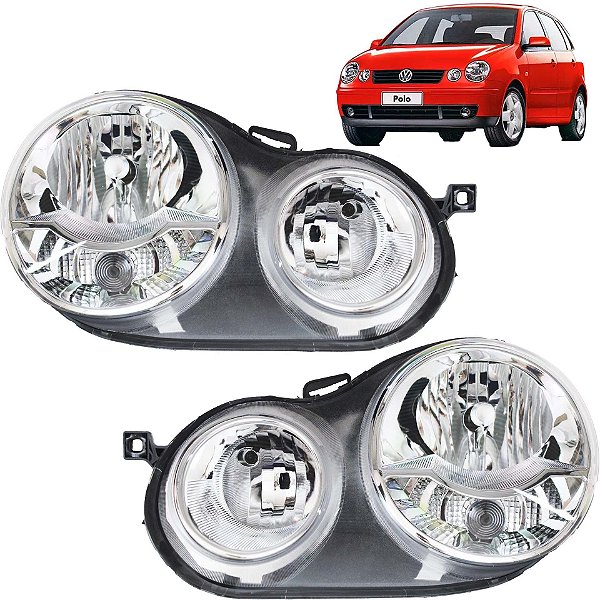 PAR Farol Polo Hatch e Sedan 2003 2004 2005 2006 Cromado