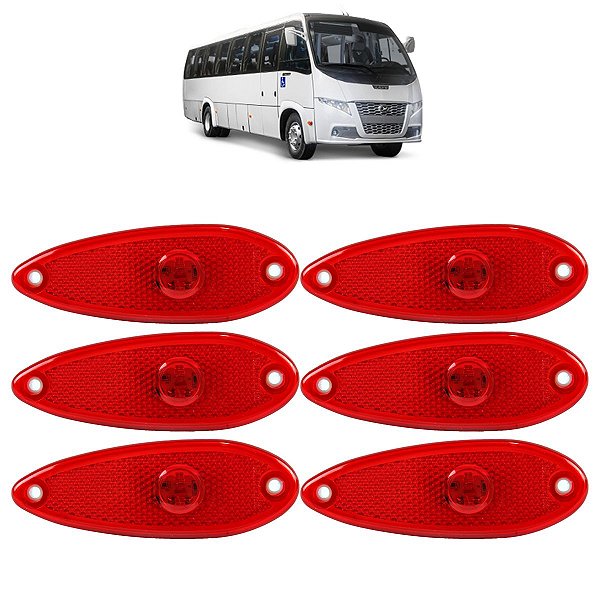 6 Lanterna Lateral Ônibus Caminhão Peixinho 1LED BIVOLT VM