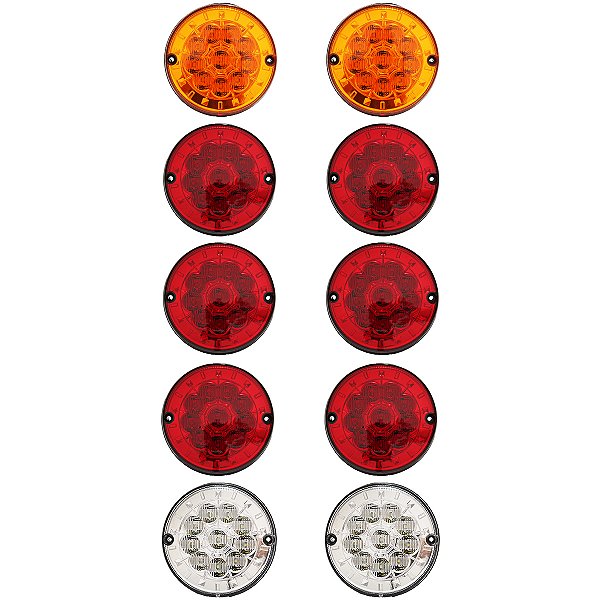 10 Lanterna Traseira 125mm Ônibus Caminhão Carreta 10 LED 12V