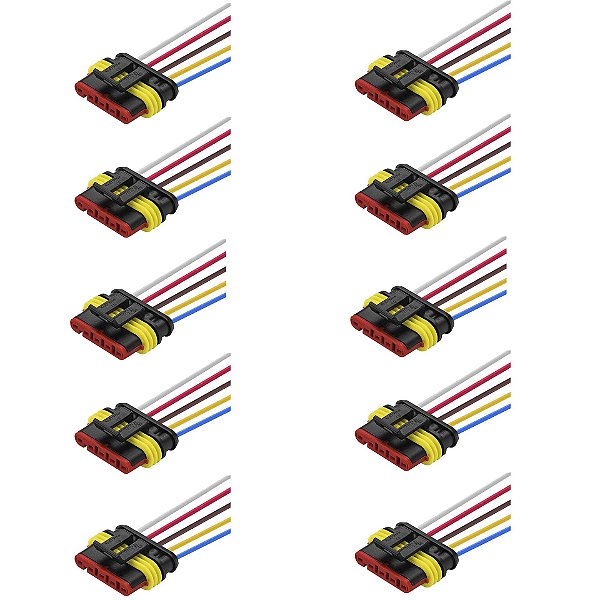 10 Conector 5 Vias Selado com Chicote Automóvel Caminhão Ônibus