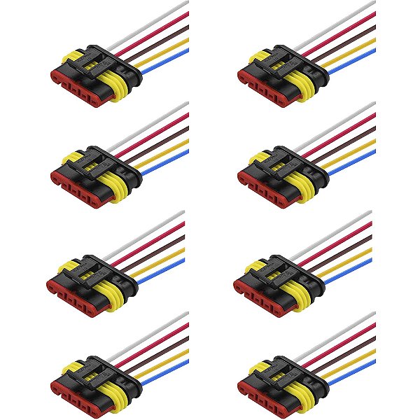 8 Conector 5 Vias Selado com Chicote Automóvel Caminhão Ônibus