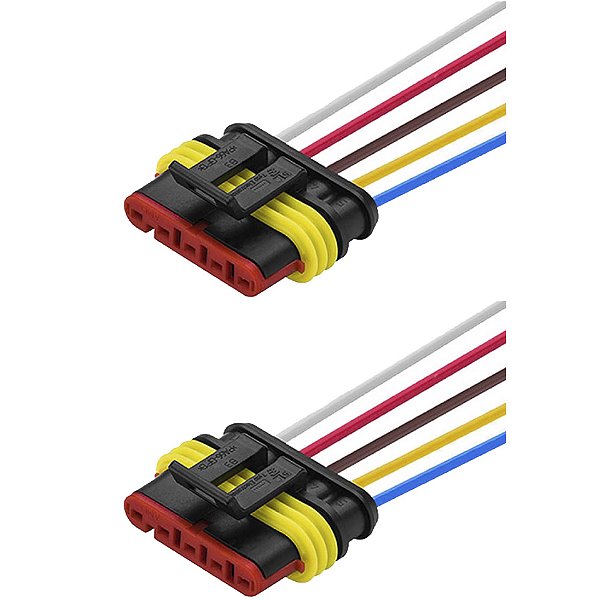 2 Conector 5 Vias Selado com Chicote Automóvel Caminhão Ônibus