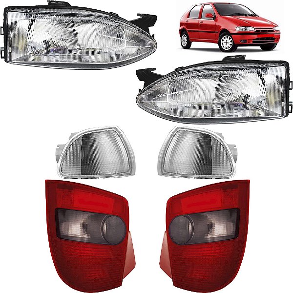 KIT Farol Lanterna Palio 1996 1997 1998 1999 2000 G1 PC FU Cromado