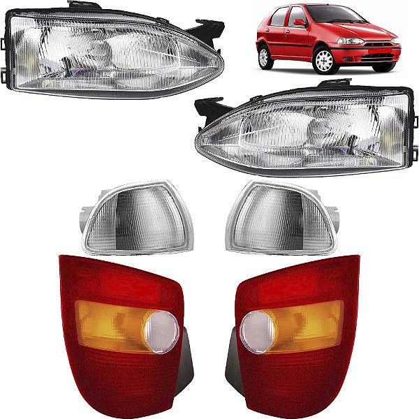 KIT Farol Lanterna Palio 1996 1997 1998 1999 2000 G1 PC Cromado