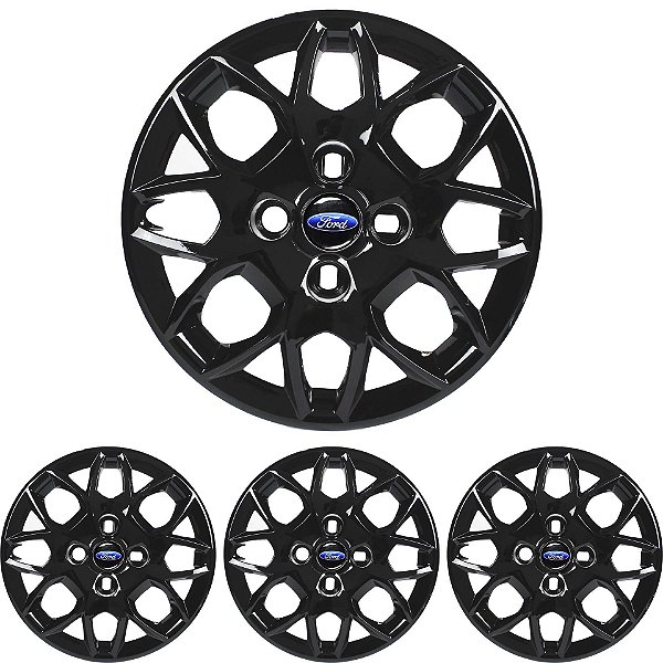 JG 4 Calota KA + KA Sedan 2015 2016 2017 2018 Aro 14 Black Piano com Emblema