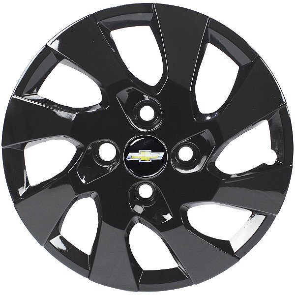 JG 4 Calota Onix 2013 2014 2015 2016 Aro 15 Black Piano com Emblema
