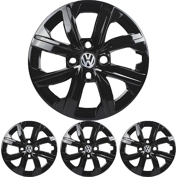 JG 4 Calota Gol G7 2019 2020 Aro 14 Preto Brilhante com Emblema