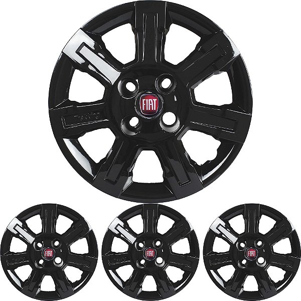 JG 4 Calota Strada Aro 14 Black Piano com Emblema