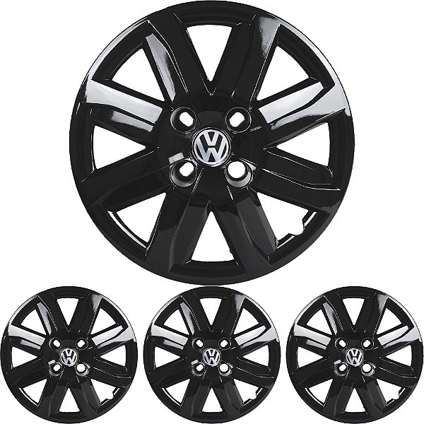 JG 4 Calota Gol G5 2008 09 10 11 12 Aro 14 Black Piano com Emblema
