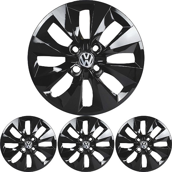 JG 4 Calota Gol G5 2008 09 10 11 12 Aro 14 Black Piano com Emblema