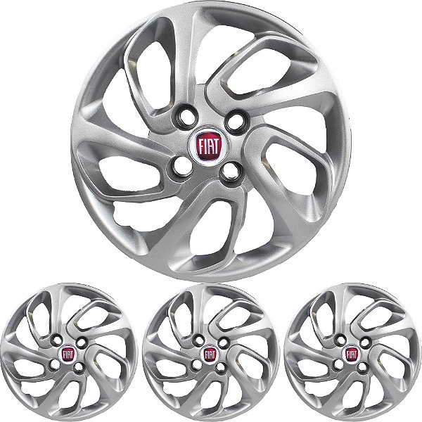 JG 4 Calota Uno Attractive 2015 2016 Aro 14 Prata Metálico com Emblema