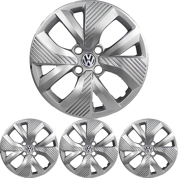 JG 4 Calota Polo Track 2023 2024 Aro 15 Prata Metálico com Emblema