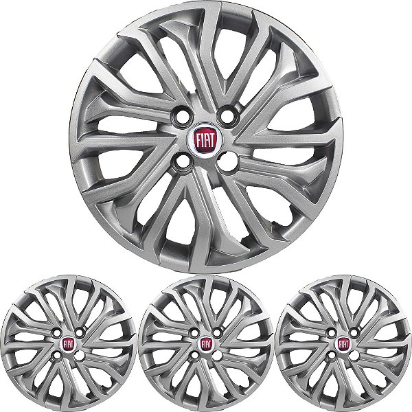 JG 4 Calota Cronos Aro 15 Prata Metálico com Emblema