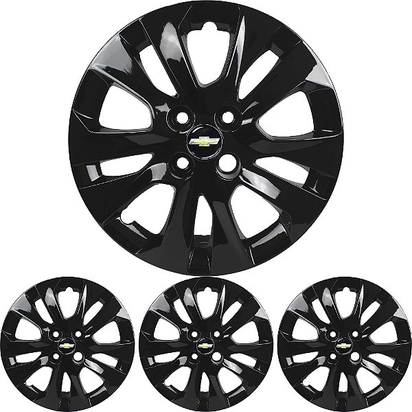 JG 4 Calota Prisma Aro 15 Black Piano com Emblema