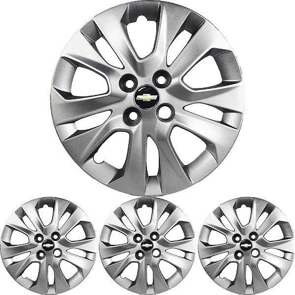 JG 4 Calota Onix Aro 15 Prata Metálico com Emblema