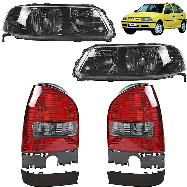 Cj Farol Lanterna Gol G3 1999 2000 2001 a 2005 Máscara Negra Foco Duplo