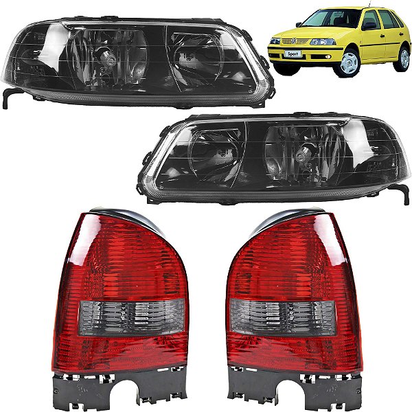 KIT Farol Lanterna Gol G3 1999 2000 2001 a 2005 Máscara Negra Foco Duplo