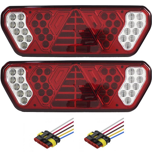 PAR Lanterna Traseira Caminhão Carreta Guerra LED 24V +Conector