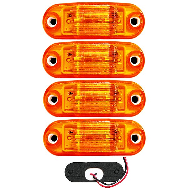 4 Lanterna Vigia Ônibus Caminhão 2 LED Âmbar BIVOLT +Chicote