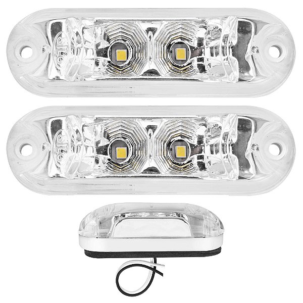 2 Lanterna Ônibus Caminhão Vigia Teto Cromada 2 LED BIVOLT CR