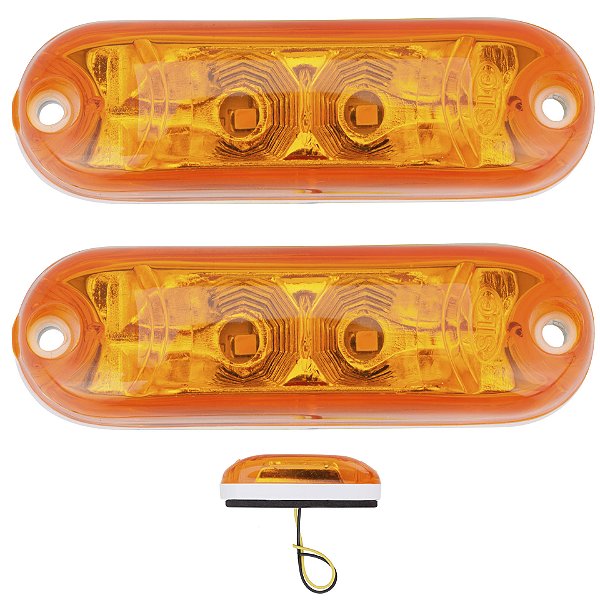 2 Lanterna Ônibus Caminhão Vigia Teto Cromada 2 LED 12V AM