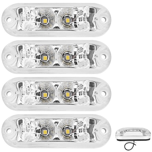 4 Lanterna Ônibus Caminhão Vigia Teto Cromada 2 LED BIVOLT CR